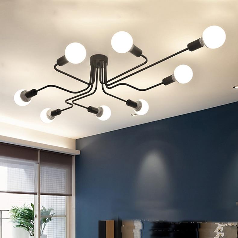 LED Pendant Lights Modern Pendant Lamps Hanging Vintage Multiple Rod Wrought Iron Lighting Ceilin Fixtures E27 Bulb Living Room
