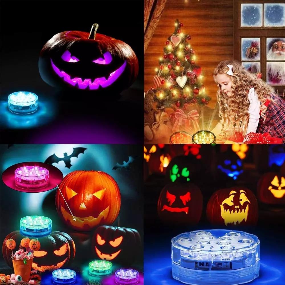 10LED RGB LED Underwater Light Pond Submersible IP67 Waterproof Swimming Pool Light Battery Operated For Wedding Party