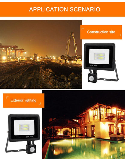 PIR Motion Sensor LED Flood Light 10W 30W 50W Outdoor Floodlight Waterproof Led Spotlight for Garden Wall Street Light