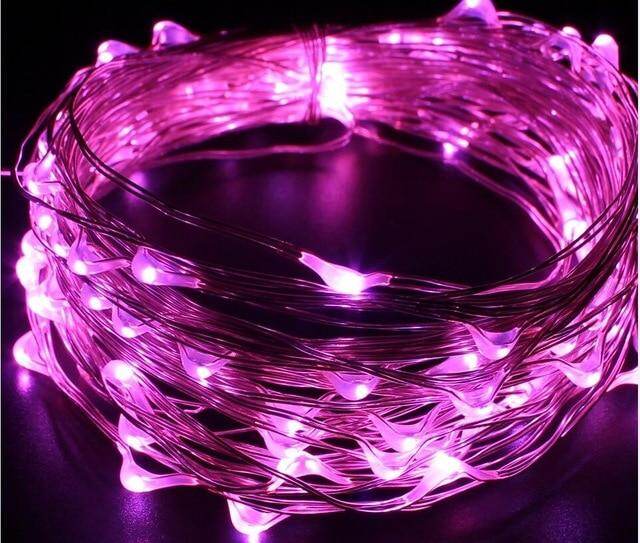 50 100 LED Outdoor Light String Fairy Garland Battery Power Copper Wire Lights For Party Christmas Wedding 5 Colors