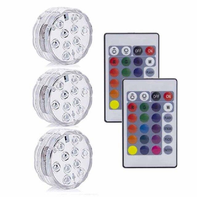 10LED RGB LED Underwater Light Pond Submersible IP67 Waterproof Swimming Pool Light Battery Operated For Wedding Party