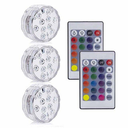 10LED RGB LED Underwater Light Pond Submersible IP67 Waterproof Swimming Pool Light Battery Operated For Wedding Party