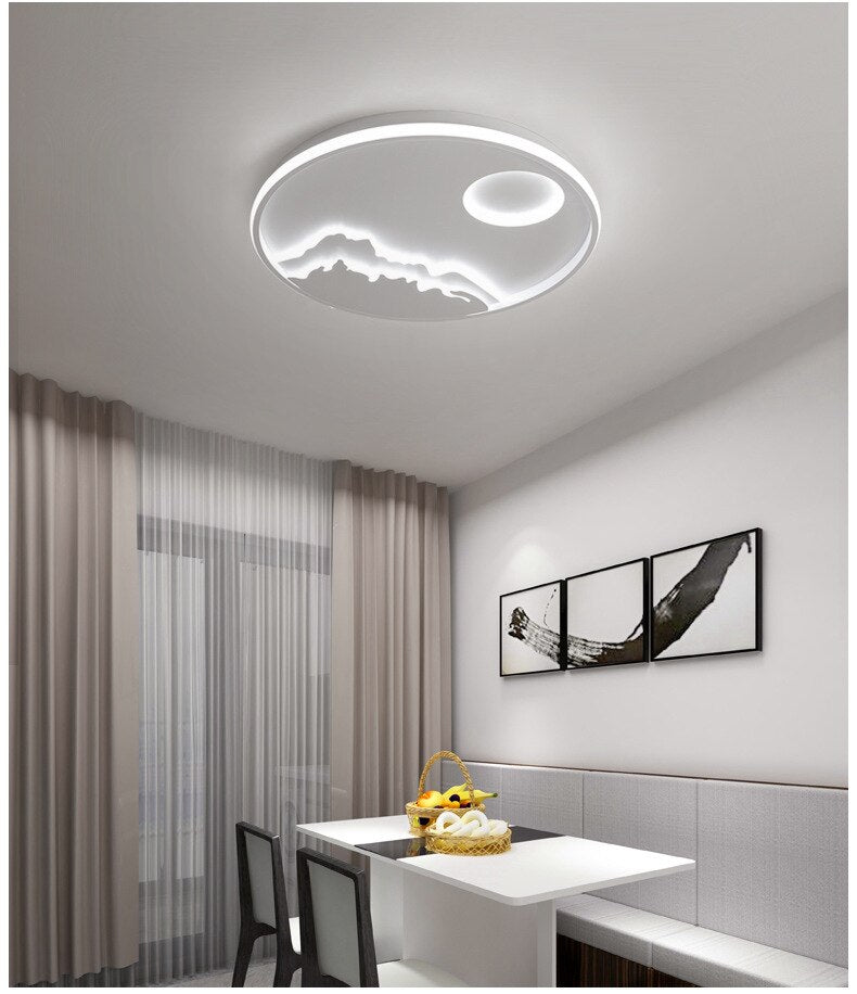 Ceiling Light Led Sun On Mountain Living Room Dining Room Bedroom Study Room Kitchen Ceiling Lamp Round Nordic Children