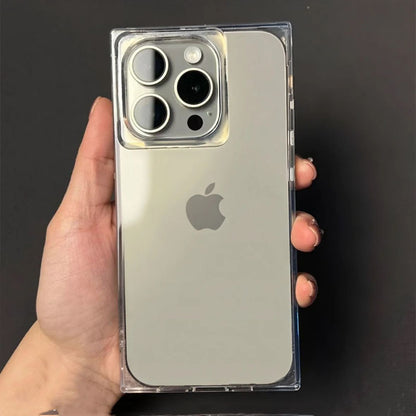 Luxury Ice Cube Square Soft Siicone Clear Case for iPhone 16 15 14 Pus 13 12 11 Pro Max Shockproof Crystal Rubber Phone Cover