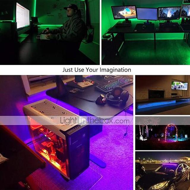 65FT LED Light Strips Waterproof Flexible with IR 44 Key Double Outlet Controller Extended Flexible Strip Lights for Bedroom Party Home Decration 360LEDs 5050SMD 10mm RGB 2x32.8FT