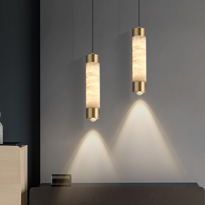 Copper Spanish Marble Small LED Chandelier High-end Modern Simple Bedroom Pendant Light Bar Counter Hanging Lamp