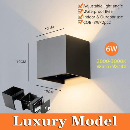 Adjustable 6W LED Wall Lamp IP65 Waterproof Indoor & Outdoor Aluminum Wall Light Surface Mounted Cube LED Garden Porch Light