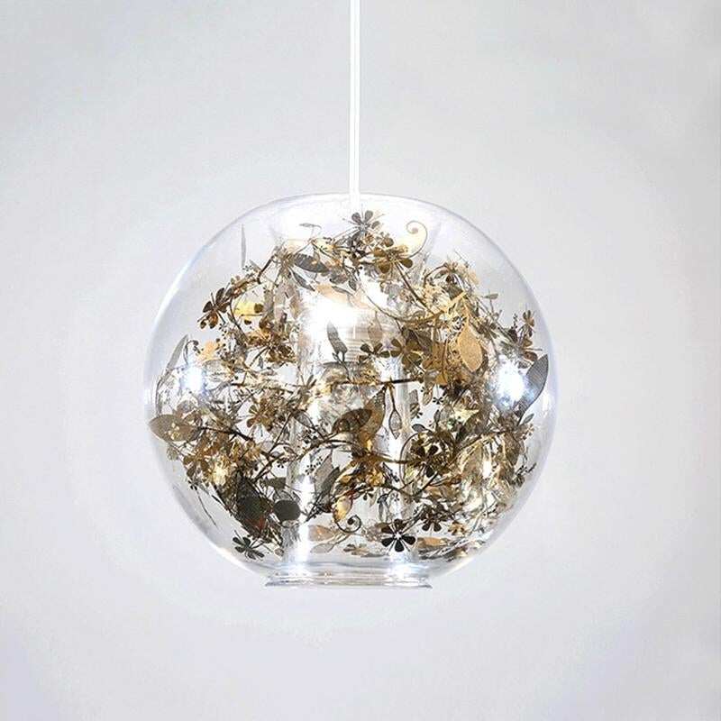 Nordic Glass Ball Flower Pendant Light LED E27 With 4 Colors Loft Modern Hanging Lamp For Living Room Bedroom Kitchen Restaurant