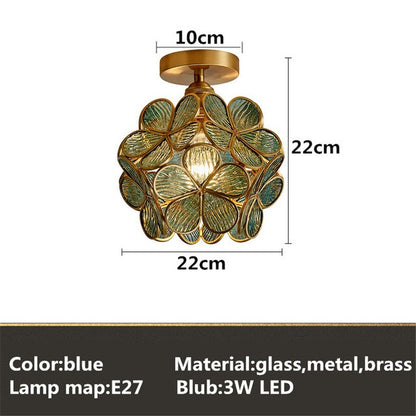 Europe Colorful Flower Glass Ceiling Lamp E26/27 LED Indoor Lamp Modern Restaurant Dining Room Bar Cafe Shop Lighting Fixture
