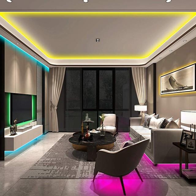 32.8ft 10M LED Light Strips RGB Tiktok Lights 600LEDs Flexible Color Change SMD 2835 with 44 Keys IR Remote Controller and 100-240V Power Supply for Home Bedroom Kitchen TV Back Lights DIY Deco