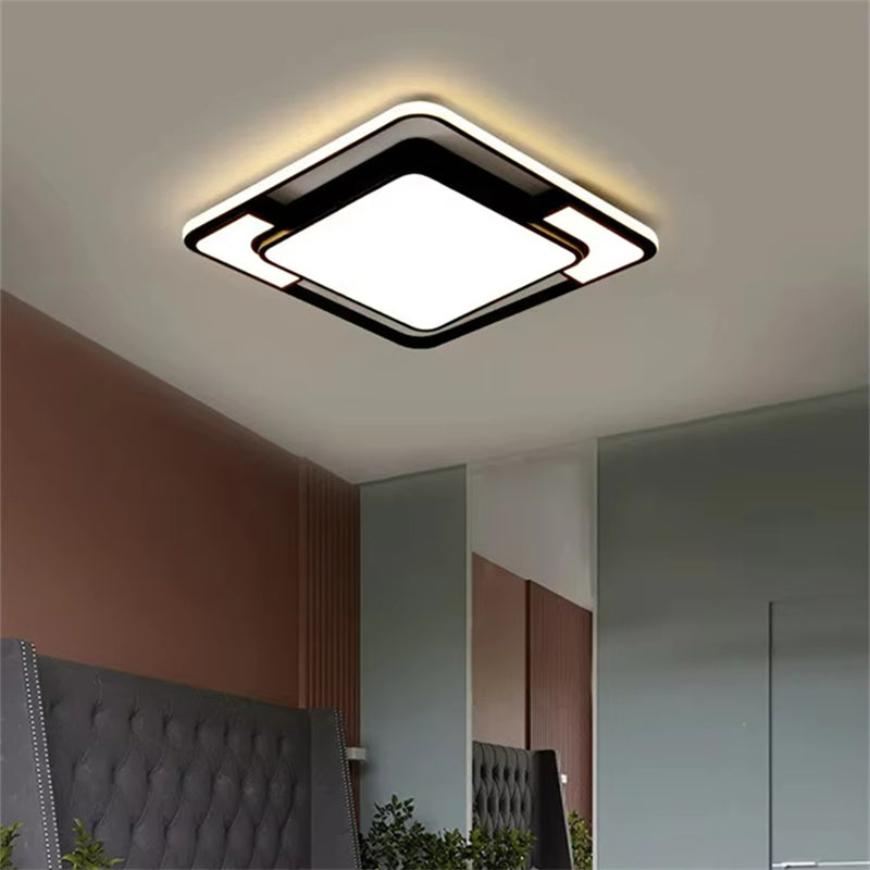 Modern Minimalist LED Ceiling Lamp Square With Remote Control Bedroom Children's Room Fixture Living Room Chandelier
