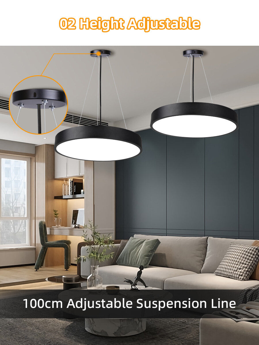 LED Round Pendant Light 110V/220V Ceiling Chandelier Office Ring Hanging Lamps Dining Living Room Home Ceiling Lighting Fixture