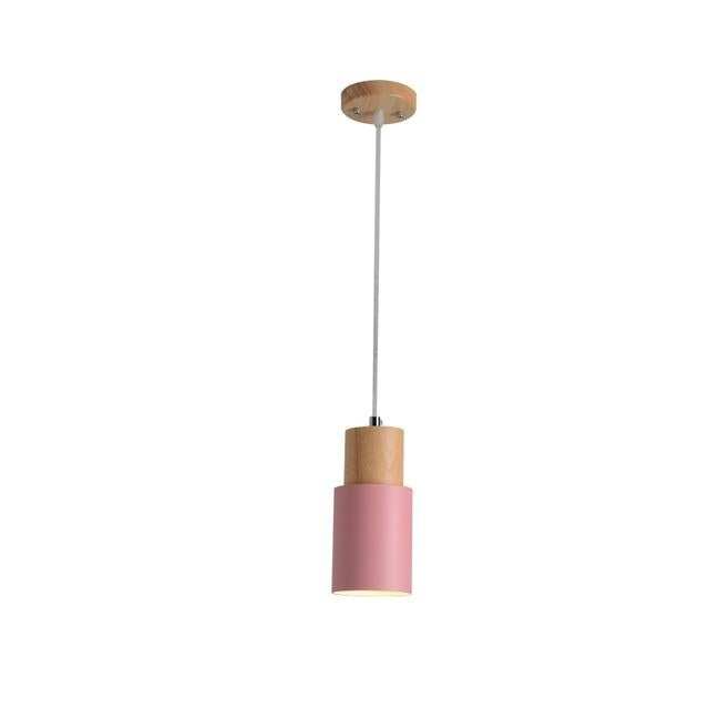 Nordic Simple Wood Pendant Lights LED Hanging Colorful Aluminum Lighting
