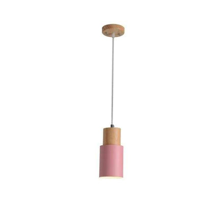 Nordic Simple Wood Pendant Lights LED Hanging Colorful Aluminum Lighting
