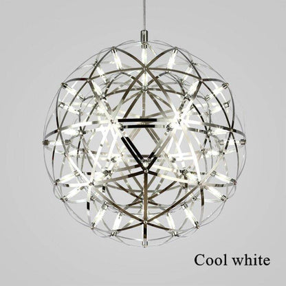 Firework Ball Pendant Lighting Fixtures Chrome/Gold Stainless Steel Lustre Led Nordic Lamp Lobby Hotel Living Room Cafe Hanglamp