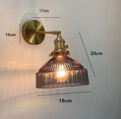Nordic Literature And Art Fresh Bedroom Glass Brass Copper Wall Lamp