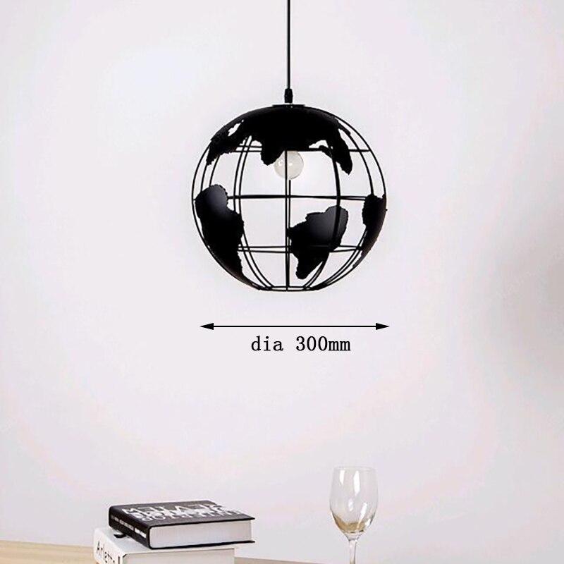Art Deco Globe Black White Modern Pendant Lamp Iron Cage Loft E27 Cord Lights For Dining Room Living Room Cafe Office Bedroom
