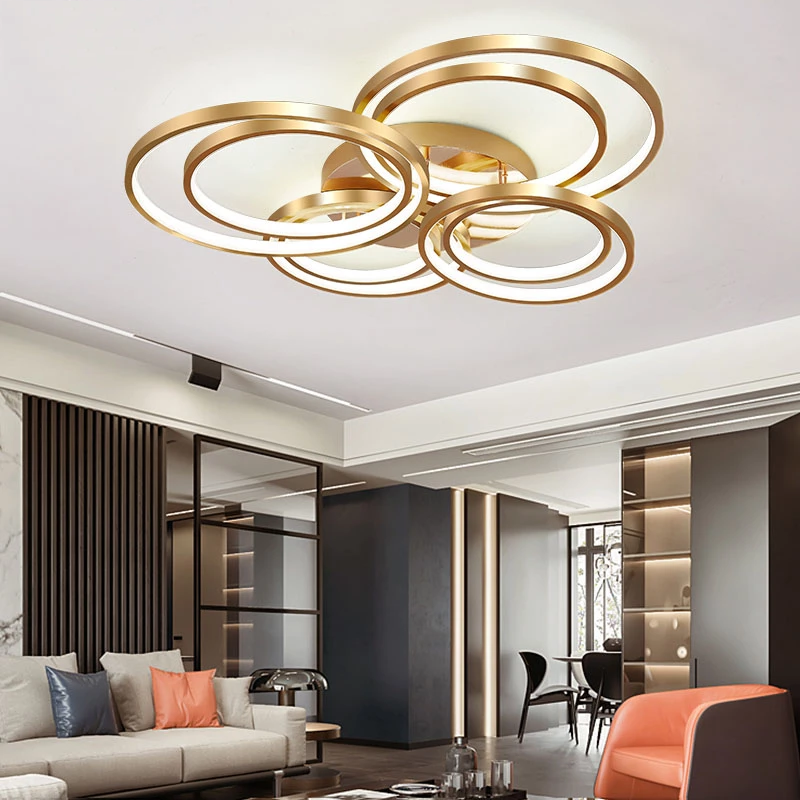 Modern Golden LED Ceiling Lights For Living Room Bedroom Restaurant Lighting Fixture Lustre Lamps