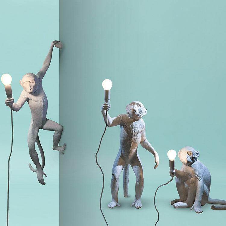 Modern Black Monkey Lamp Hemp Rope Pendant Lights American Country Resin Loft Industrial Hanging Luminaire Home Decor