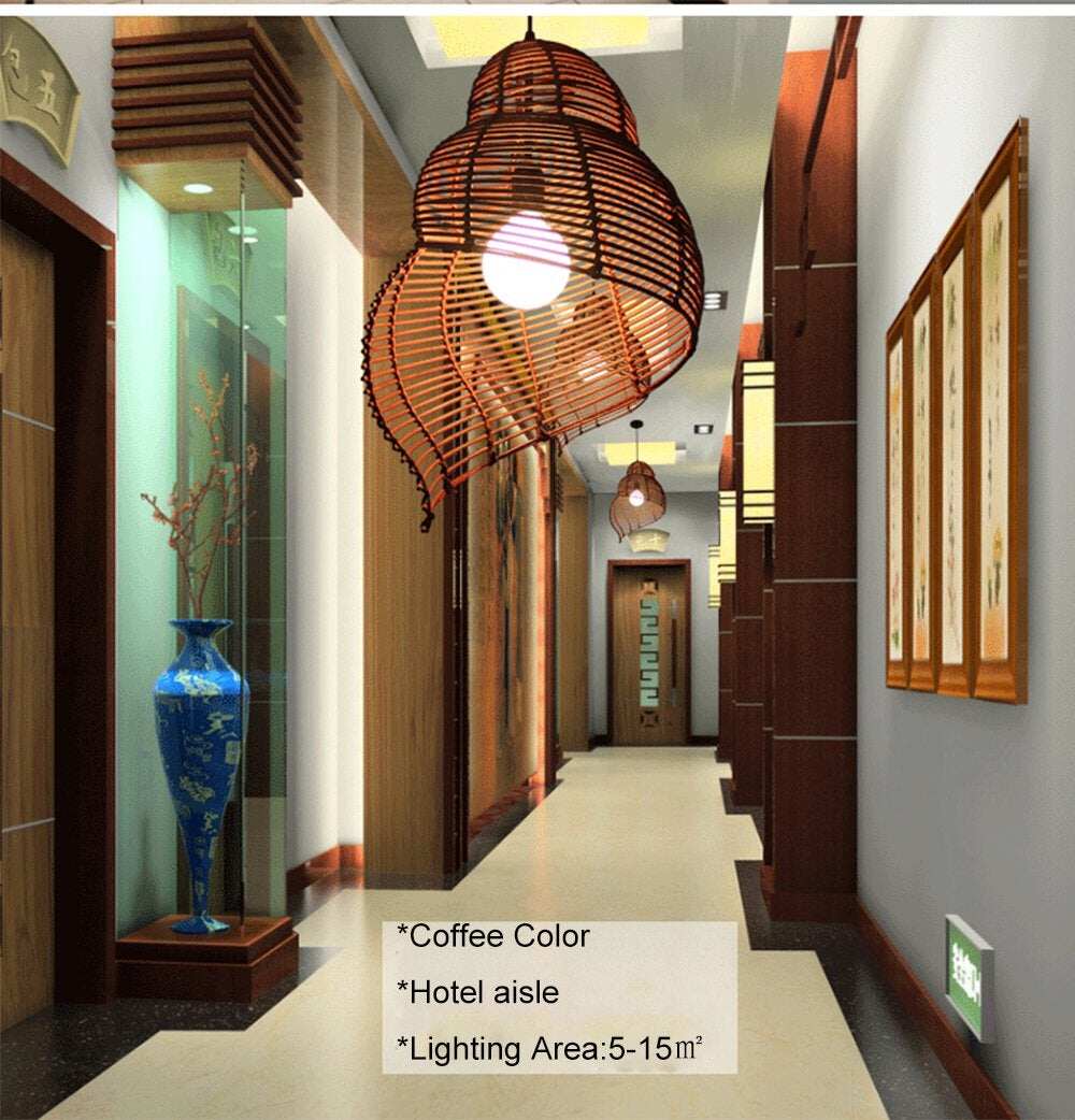 Southeast Asia Creative Pendant Lamp Sea Snail Shape E27 Wicker Lamp Shades LED Lights For Study Parlor Fixtures Restaurant Etc