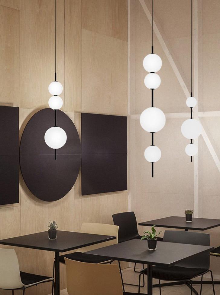 Nordic Simple Modern Restaurant Lamps Personalized Creative Glass LED Large and Small Ball Chandelier