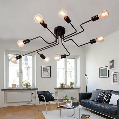 LED Pendant Lights Modern Pendant Lamps Hanging Vintage Multiple Rod Wrought Iron Lighting Ceilin Fixtures E27 Bulb Living Room