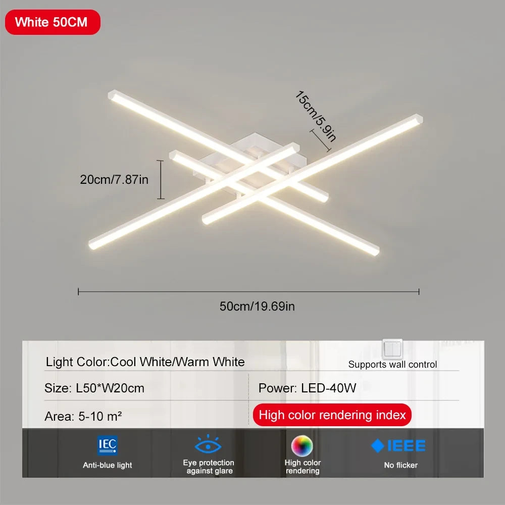 Modern LED Line Shaped Ceiling Light Used For Interior Decoration In Living Rooms Bedrooms Study Rooms Lighiting