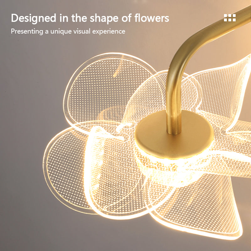 Modern LED Wall Lamp Electroplated Flower Shaped Bedroom Bedside Light Study Dining Room Living Room Background Decoration Lamp