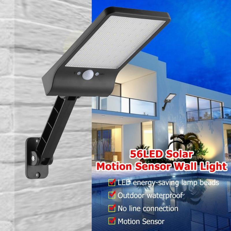 56LED Solar Motion Sensor Wall Light Outdoor Street Lamp with Remote Control Waterproof Garden Street Lamp Adjustable Brightness