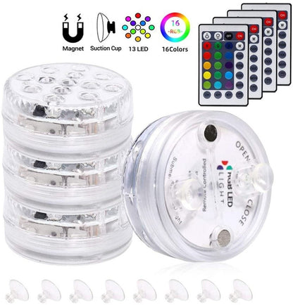 RGB Submersible Light with Magnet 13 LED Underwater Night Light Swimming Pool Light for Outdoor Vase Fish Tank Pond