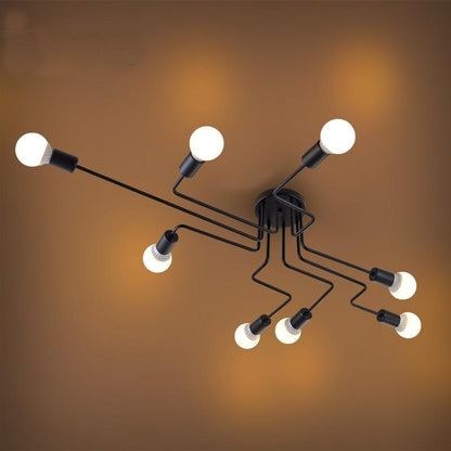 LED Pendant Lights Modern Pendant Lamps Hanging Vintage Multiple Rod Wrought Iron Lighting Ceilin Fixtures E27 Bulb Living Room