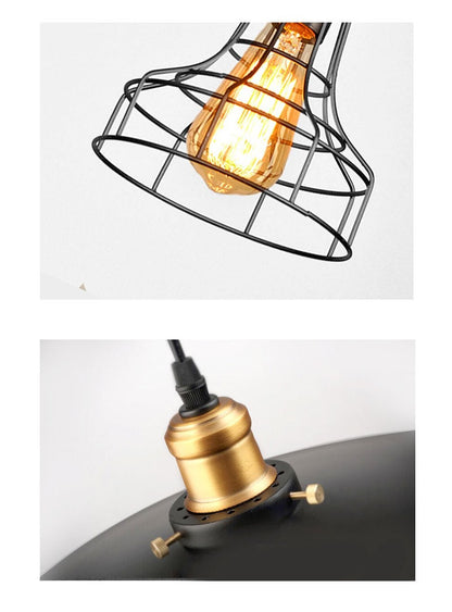 Modern Pendant Light Black Iron Hanging Cage Vintage Led Lamp E27 Industrial Loft Retro Dining Room Restaurant Bar Counter