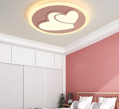 Acrylic Modern Led Ceiling Lights Pink Heart Shape  For Living Room Bedroom Dining Room Home Ceiling Lamp Lighting