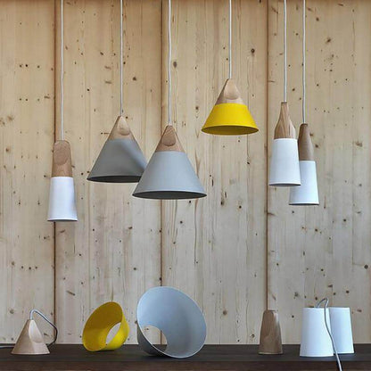 Nordic Combined Bar Real Wood Pendant Lights Multicolor Aluminum Lamp Shade Pendant Lamps for Dining Room Home Lighting Fixture