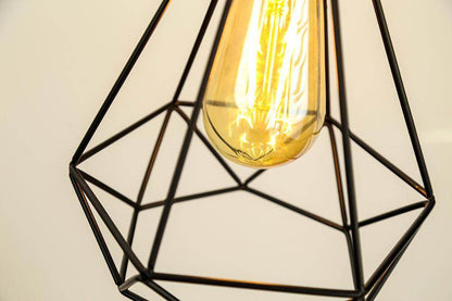 Modern  Industrial Vintage Cage Pendant Light Iron Art Diamond Pyramid Wrought home Ceiling Lamp Suitable for E27 bulbs