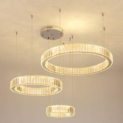 Stair Crystal Long Chandelier Rotating Ring Led Duplex Large Chandelier