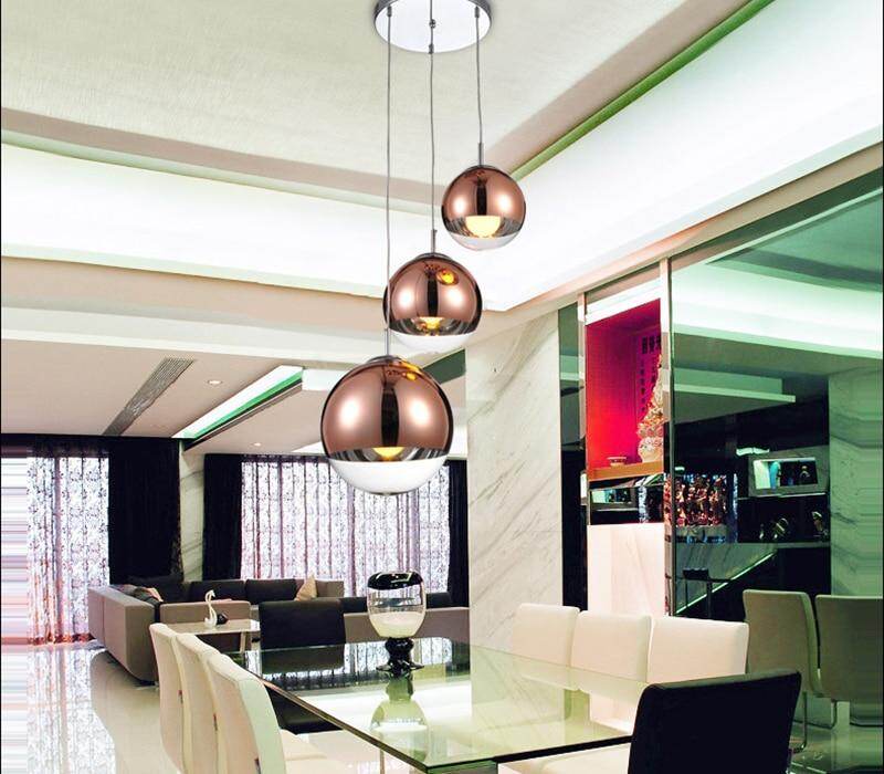 Modern TDixon Pendant Lights Gold Silver Mirror Ball Hanglamp Globe Glass Led Lamp Kitchen Living Room Bedroom Nordic Lamp