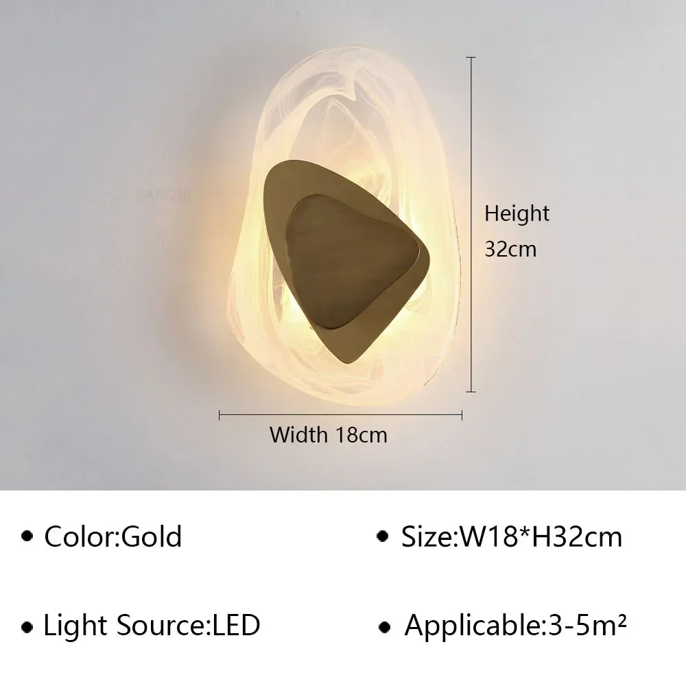 Modern LED Wall Lamp Crystal Art Glass Wall Light Bedside Sconce for BedroomBackground Aisle Stairs Patio Decor Lighting
