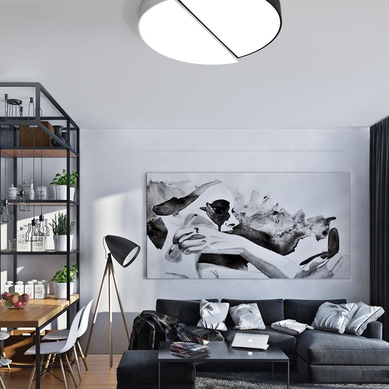 Modern Round Ceiing LED Light Sitting Room Absorb Dome Light Individual Originality Black and White Bedroom Balcony Lamp