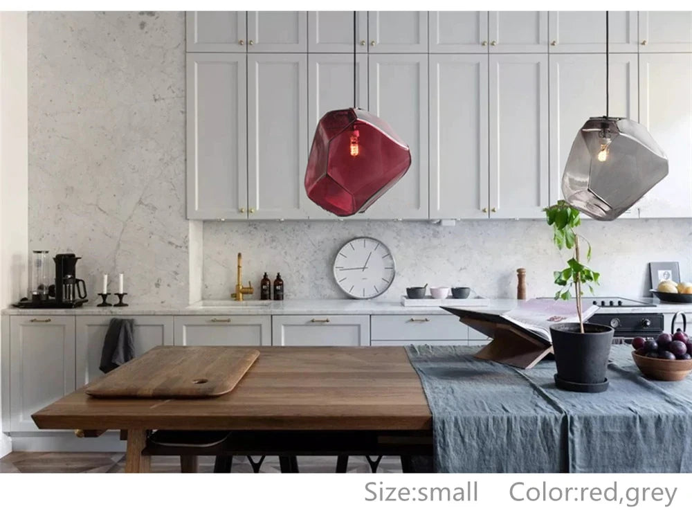 Simple Stone glass pendant light colorful indoor G4 LED lamp The restaurant dining room bar cafe shop lighting Fixture