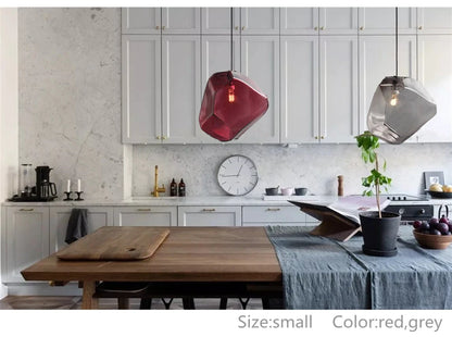 Simple Stone glass pendant light colorful indoor G4 LED lamp The restaurant dining room bar cafe shop lighting Fixture