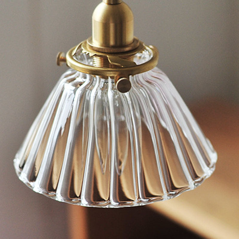 Chandelier Nordic Modern Simple Single Head Brass Teahouse Dining Room Living Room Vintage Pleated Lamps