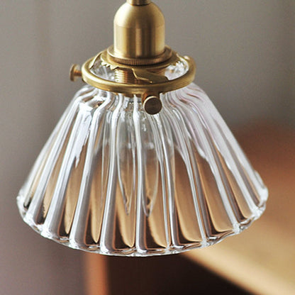 Chandelier Nordic Modern Simple Single Head Brass Teahouse Dining Room Living Room Vintage Pleated Lamps