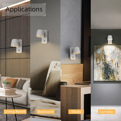 LED Dimmable Wall Lamp with On/Off Switch Adjust Brightness and 3-CCT Rotation Wall Sconce for Bedside Living Room