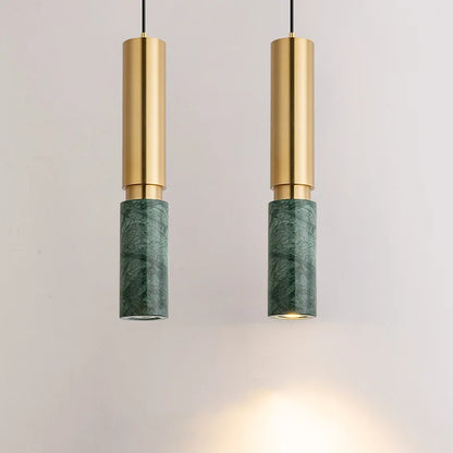 Modern dining table pendant lamp cylindrical marble LED pendant lamp light luxury bedroom lighting living room home decoration