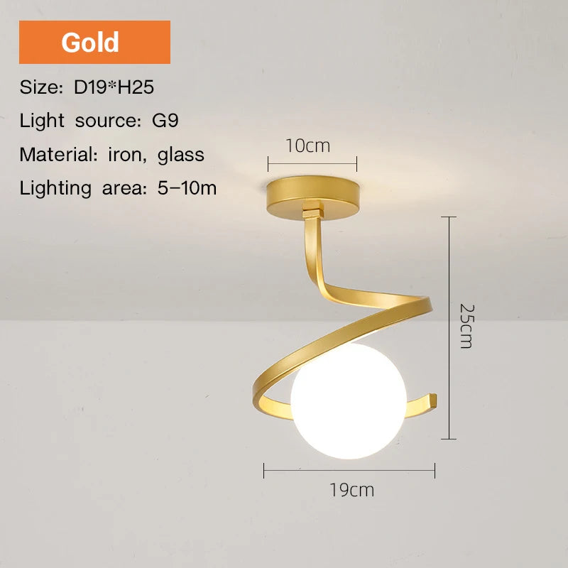 Modern Led Ceiling Lamp For Home Bathroom Corridor Aisle Porch Indoor Glass Ball Fixture Nordic Wind Cloakroom Ceiling Light