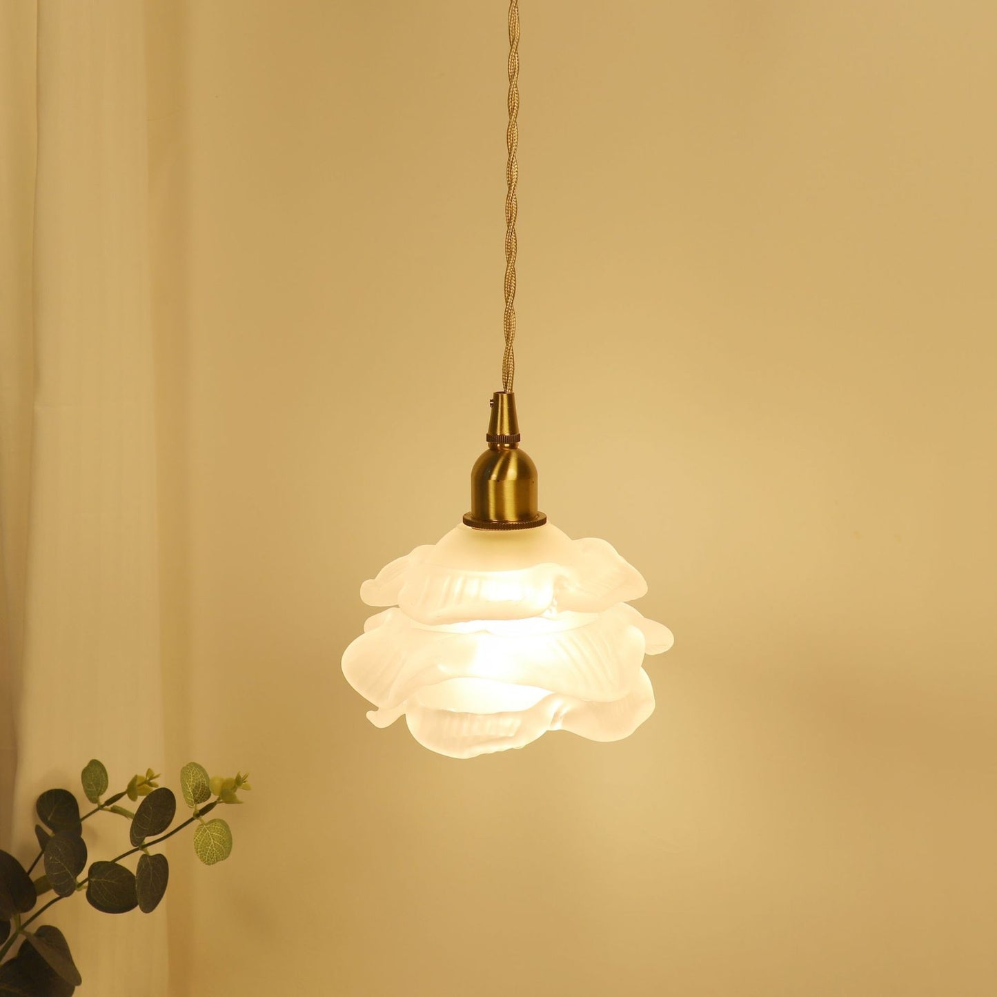 French Romantic Small Rose Glass Chandelier Lighting Bedside Bedroom Vintage Brass Light Luxury Hanging Lamp Living Dining Room
