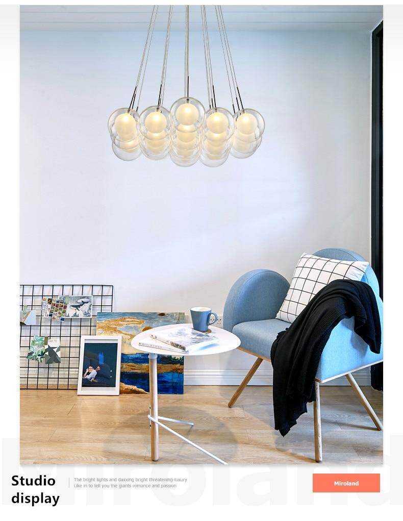 Modern LED Chandelier Lighting Nordic Glass Ball  Lamp Living Room Hanging Lights Home Deco Dining Room Bedroom Fixtures