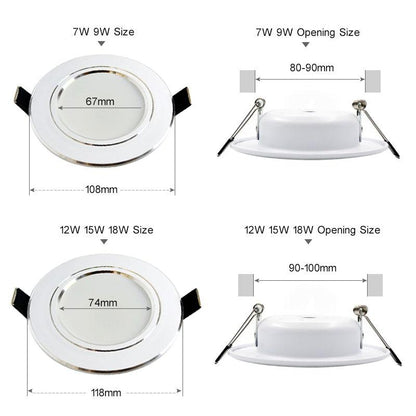 Led Downlight 3W 5W 7W 9W 12W 15W 18W LED Ceiling bathroom Lamps living room light Home Indoor Lighting free shipping