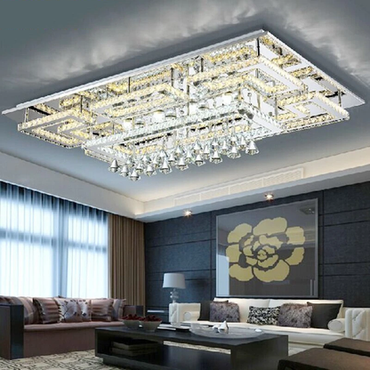 Luxury Lled Fixtures Drawing Crystal Ceiling Light Living Ceiling Lamp Modern Lighting Bedroom Led Crystal Lamp Remote Control